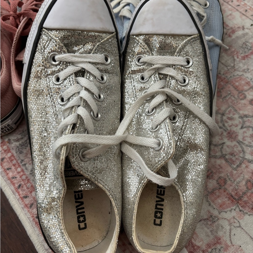 Converse Sparkling Silver Sneakers